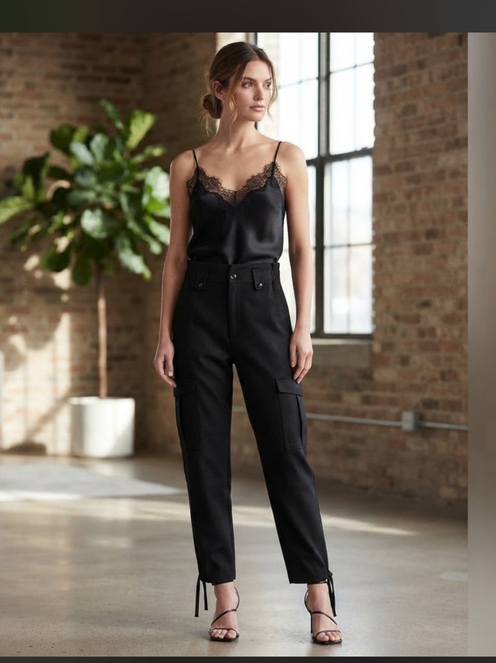 Banana Republic Black 100% Wool High Rise Cargo Pants Size 10 NWT $140 Utility